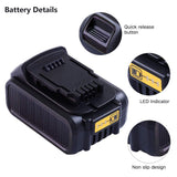 Upgraded 6000mAh 20 Volt Lithium-ion Replace for Dewalt 20V Battery DCB205 DCB205-2 DCB206 DCB207 DCB204 DCB203 DCB201 DCB200 DCB180 DCD/DCF/DCG/DCS Series 20V Dewalt Battery (Pack of 2)