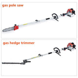 Maxtra 42.7cc Gas Pole Tree Trimming Combo Set 4 in 1 Cordless Gas Pole Chainsaw Hedge Trimmer Grass Brush Cutter with Extension Reach to 13ft with Portable Bag