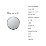 August AUG-SL-CON-S03 Silver Smart Lock Pro, 3rd Generation-Dark Gray, Apple HomeKit Compatible and Z-Wave Plus Enabled