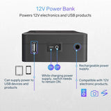 HitLights 12V DC / 5V DC (USB) Rechargeable 20000mAH Lithium-Ion Battery Pack, Includes Charger - for LED Light Strips, Phones, and More (20000mah Power Bank)