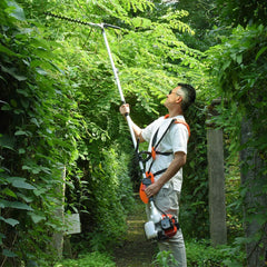 Maxtra 42.7cc Gas Pole Tree Trimming Combo Set 4 in 1 Cordless Gas Pole Chainsaw Hedge Trimmer Grass Brush Cutter with Extension Reach to 13ft with Portable Bag